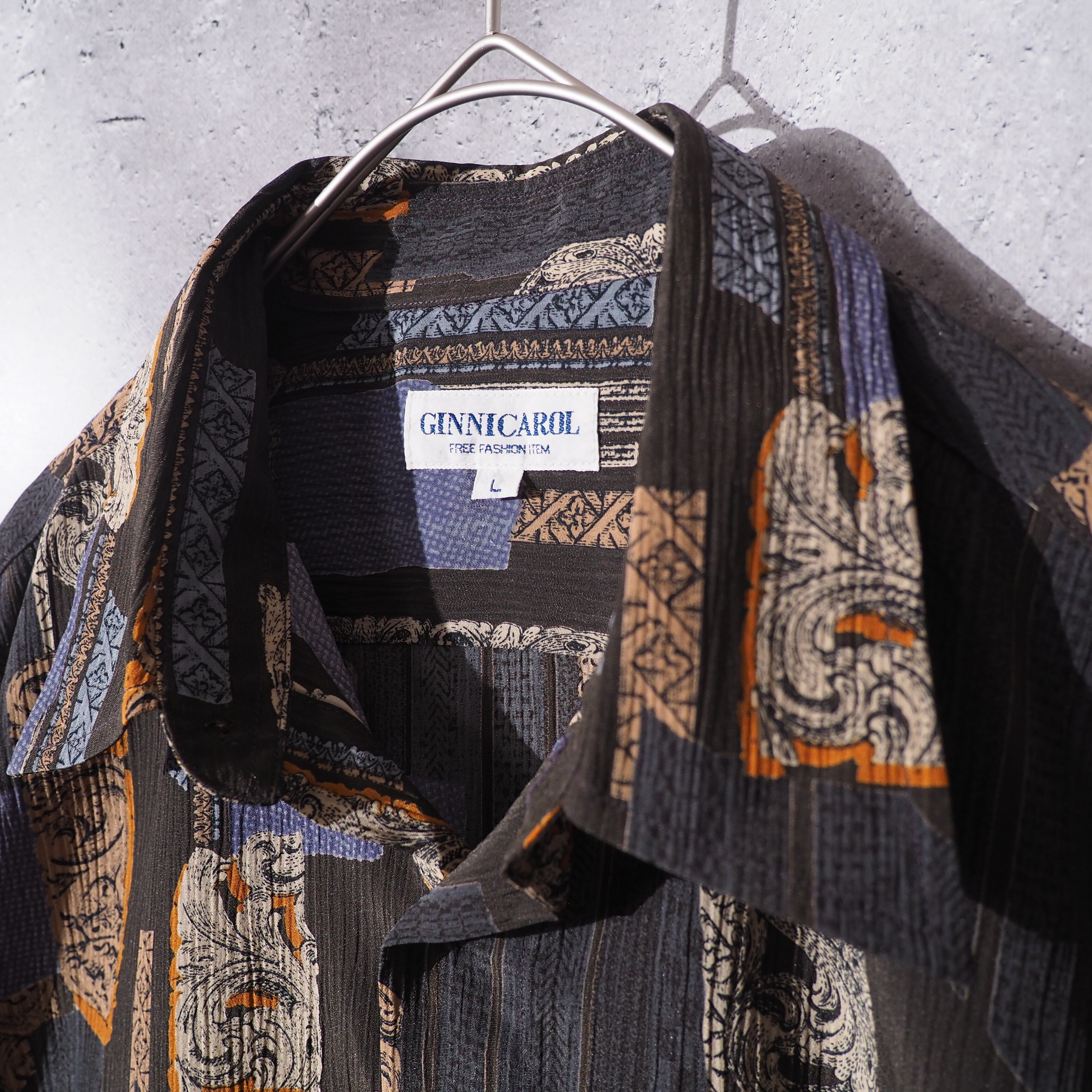 1990s Retro luxury pattern × pleats Design vintage drape loose shirt