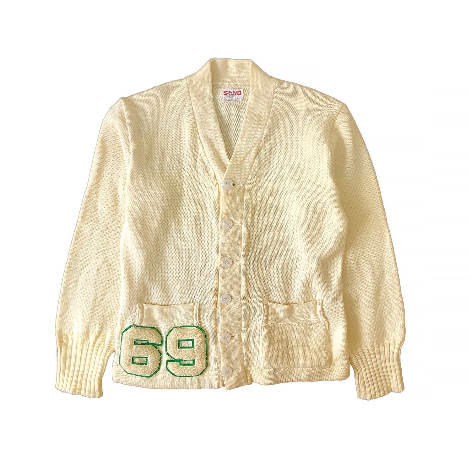 60S SAND KNIT ヴィンテージ ウールニット スクールカーディガン 