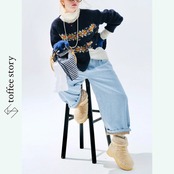 やさしい空色チェックのリラックスパンツ《i0799》