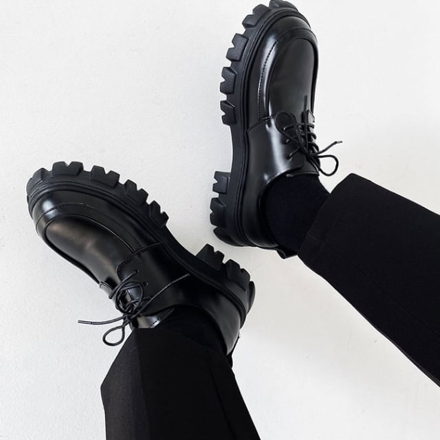 予約販売】レザーシューズ 革靴 メンズ ローファー 厚底 ゴツ底 靴