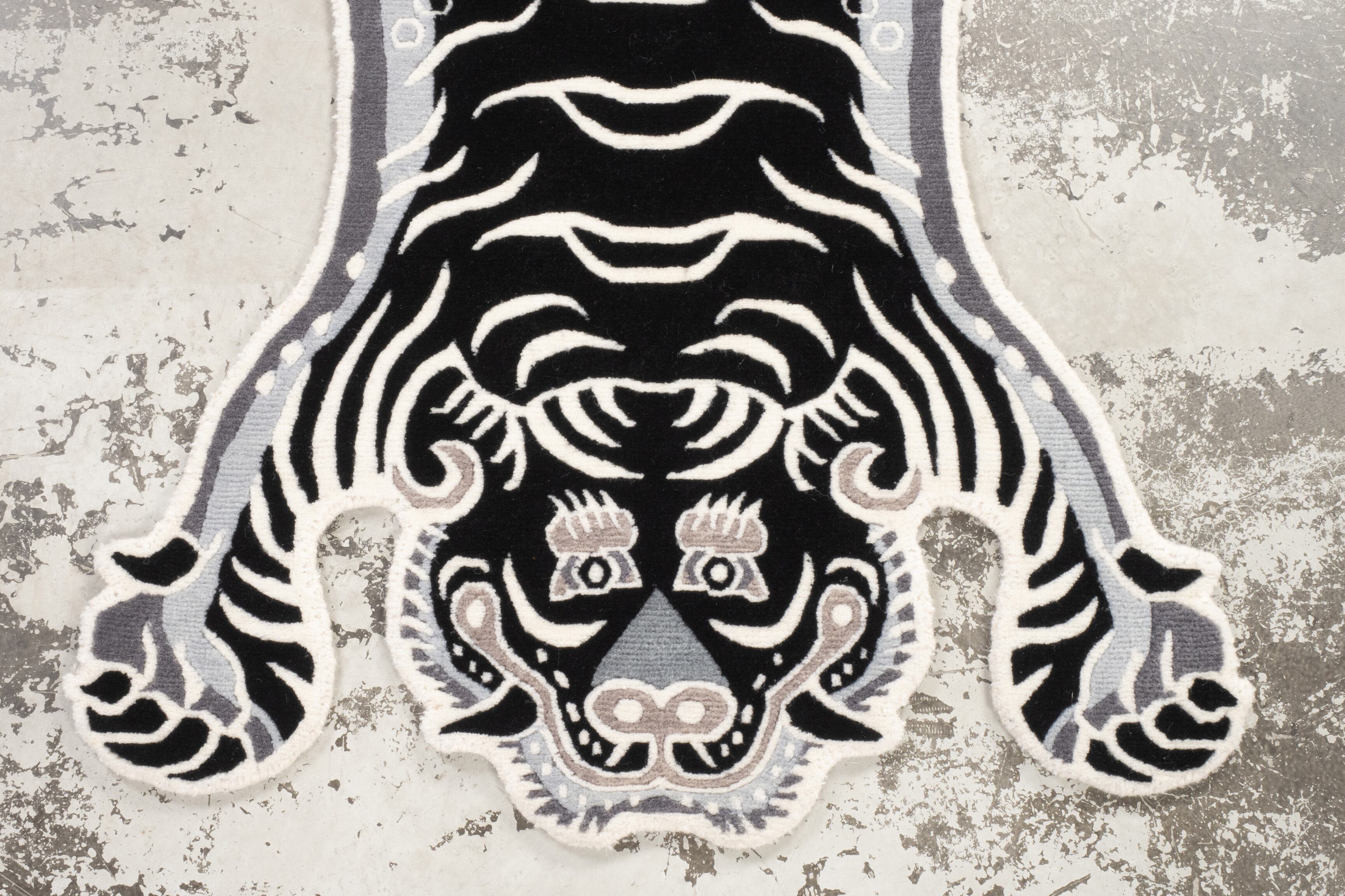 Tibetan Tiger Rug 《Sサイズ•ウール・オリジナル1•モノクロ308