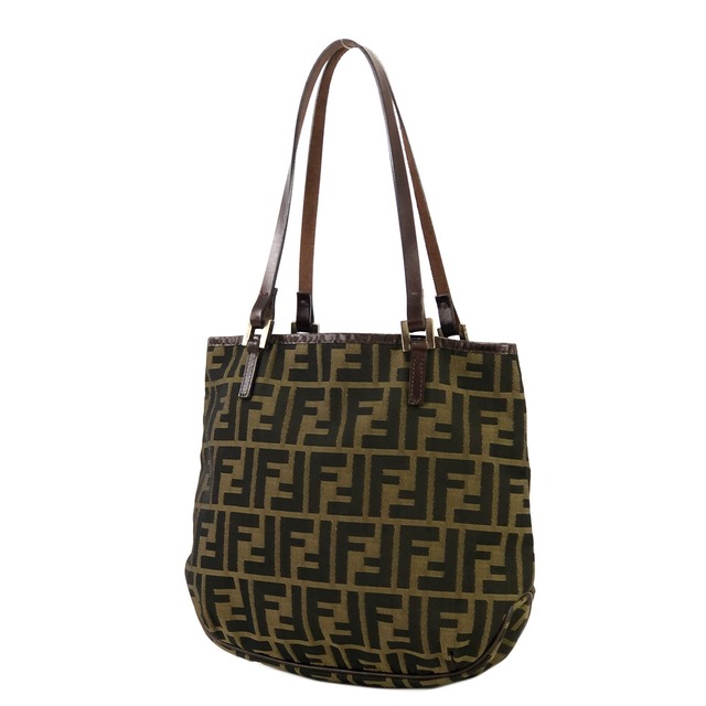 FENDI フェンディ　ズッカ　ジャガード×レザー　インポーチ　トートバッグ　ブラウン　vintage　ヴィンテージ　オールド　z3gjxz