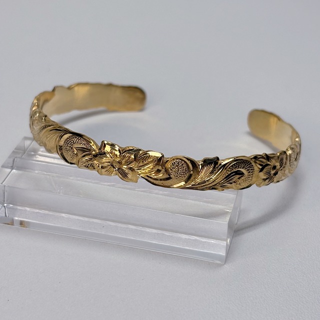 プルメリア&カレイキニハワイアンバングル(L/Gold)