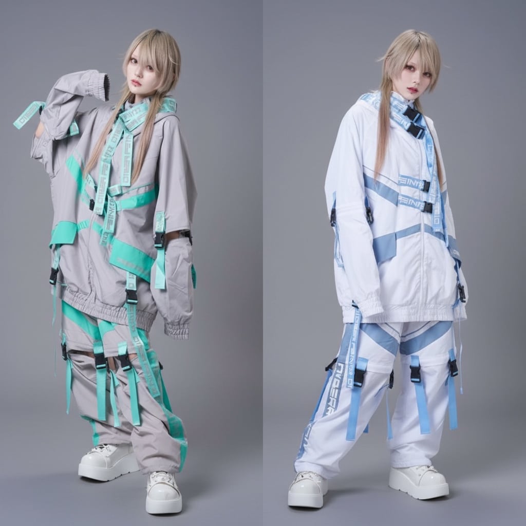 PSYNYXX サイバーナイロンセットアップ サブカル サイバー 天使界隈