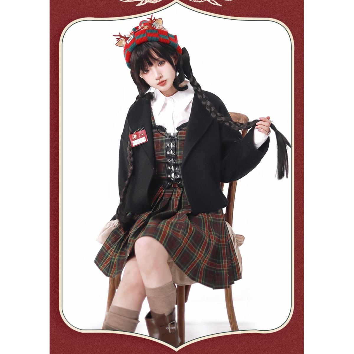 タータンチェックコルセットワンピースセット：ジャケット | Maiden's Rêve