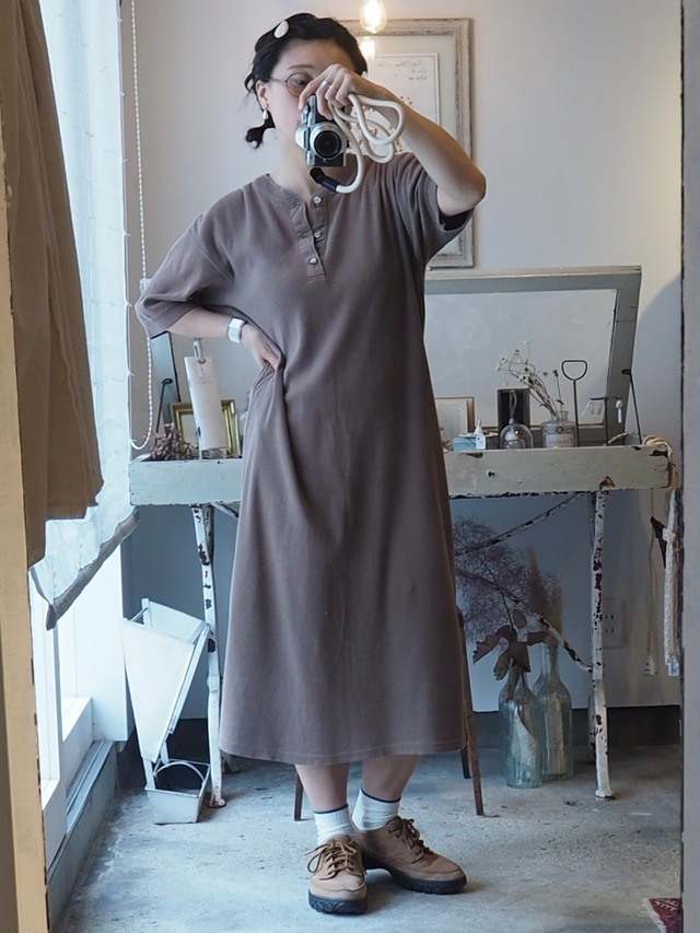 1980’s Old USA BANANA REPUBLIC Cotton Henley Dress