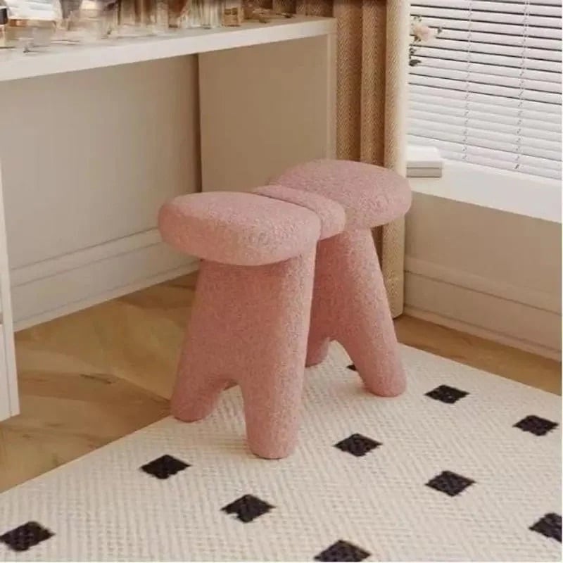 リボン型スツール 椅子 チェア もこもこ かわいい ミニサイズ ピンク リボン型スツール 椅子 チェア もこもこ かわいい ミニサイズ