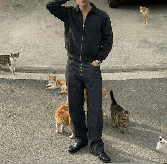 AMANDA Button Fly Wide Denim【A084】