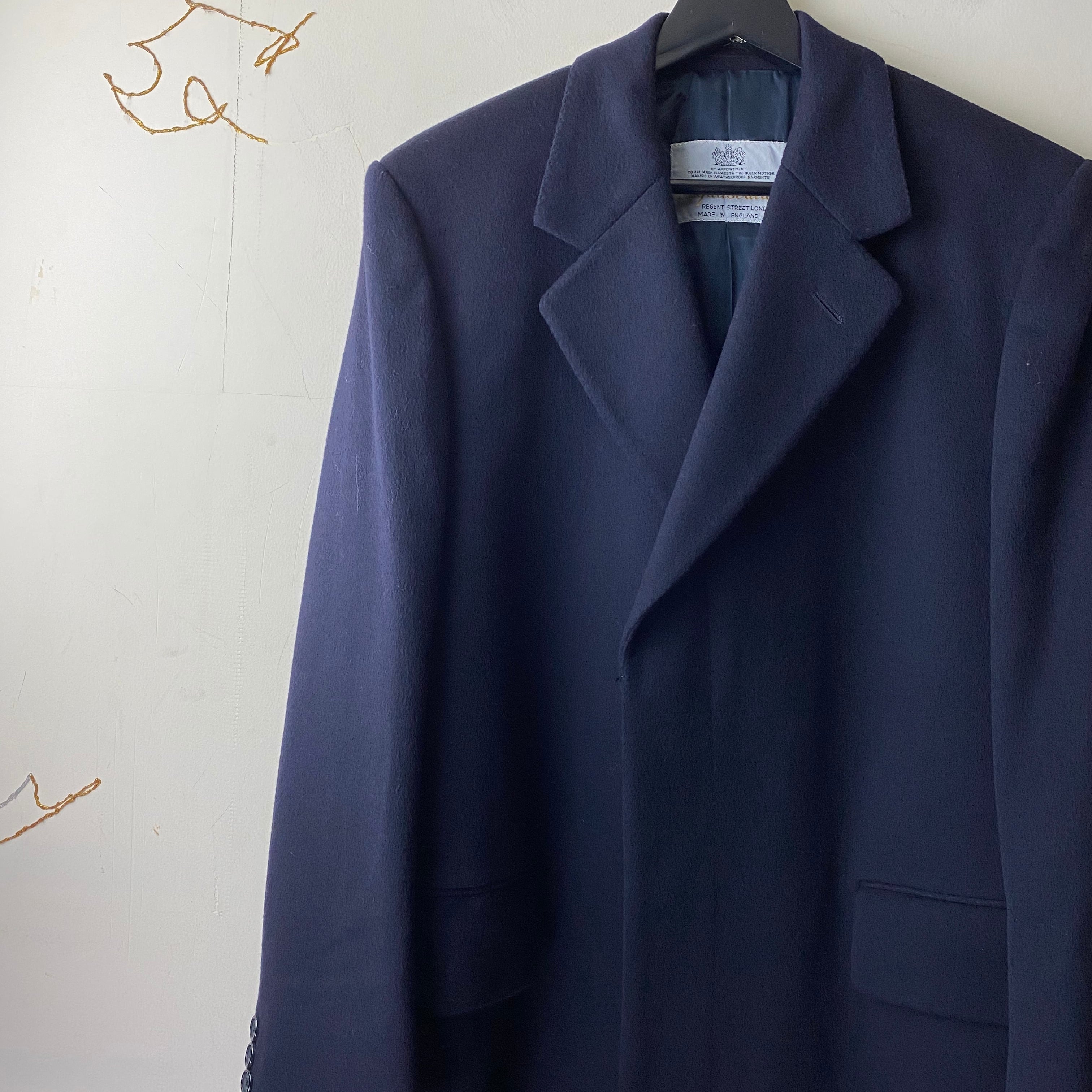 AQUASCUTUM navy color wool chesterfield coat | NOIR ONLINE