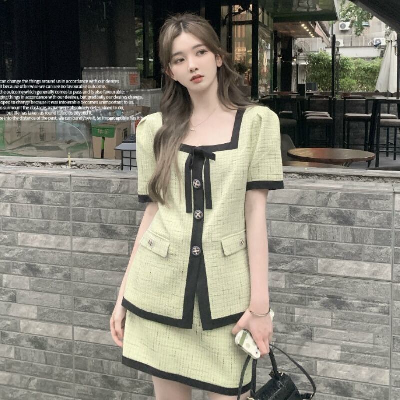 サマースタイルスタンダードジャケット ショートスカート レトロ 夏物 YY-ファッション30943385442