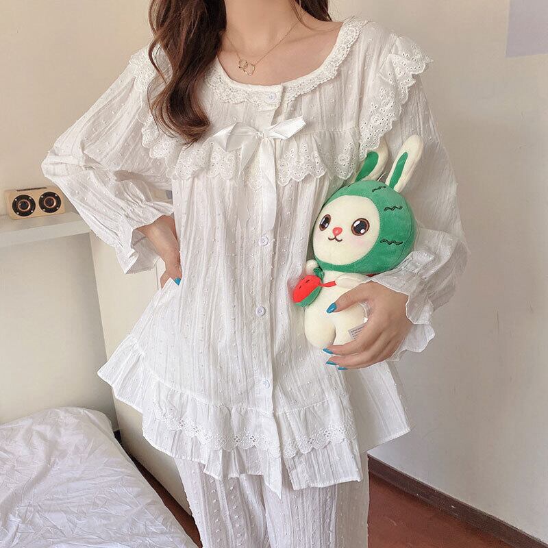 スプリングオータムジャカードレースホワイトカジュアル 春物 秋物 萌量不足35220601189