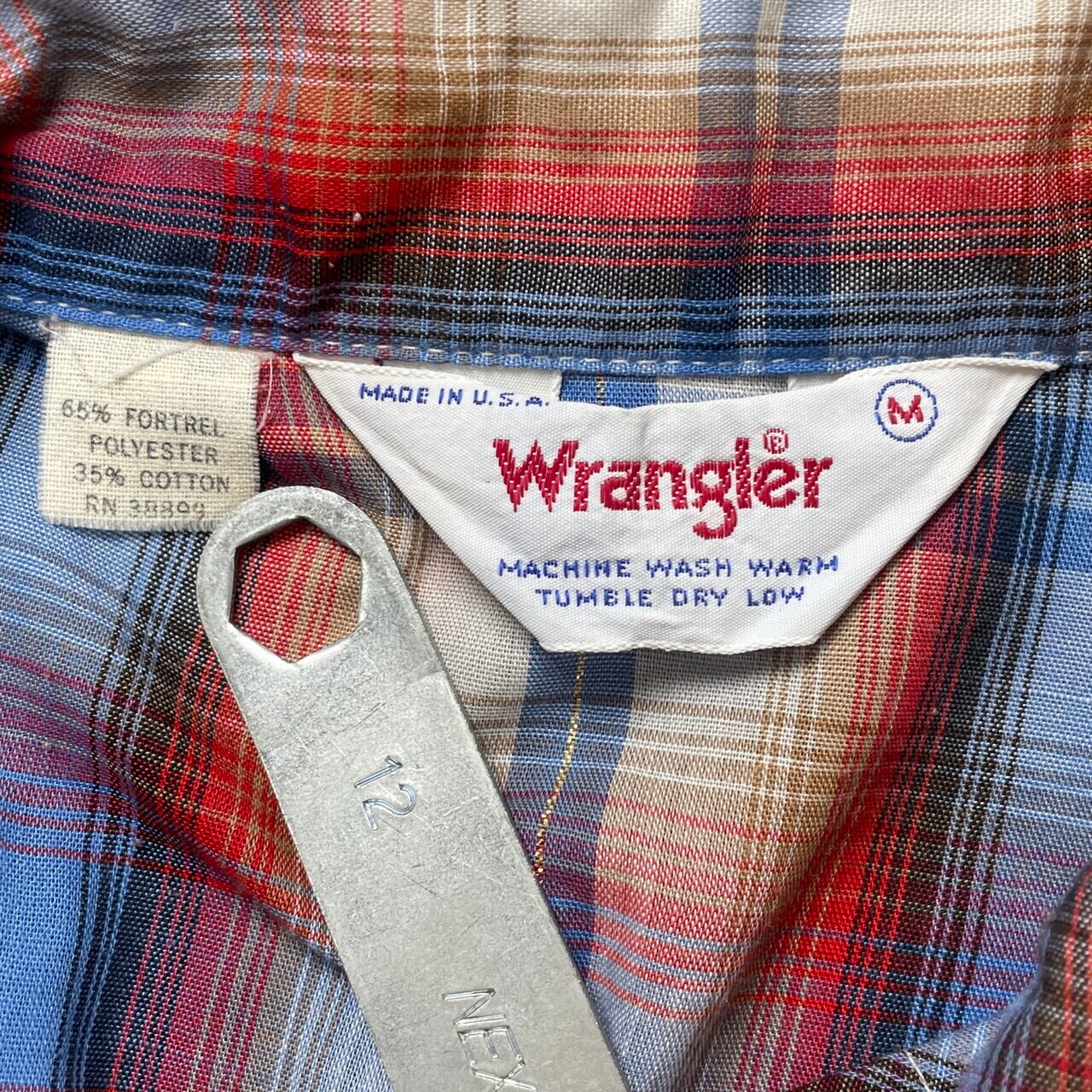 70年代~ USA製 Wrangler ラングラー ウエスタン チェックシャツ メンズ