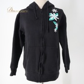 フラダンス 衣装 パーカー ジップパーカー マウナロア ブラック系 Maunaloa 裏起毛 ワンポイント ティアレ柄 ワンポイント シンプル かわいい 黒 白 緑 ハワイアン アロハ ハワイアンプリント フラ ダンス レッスン 練習 カジュアルファッション
