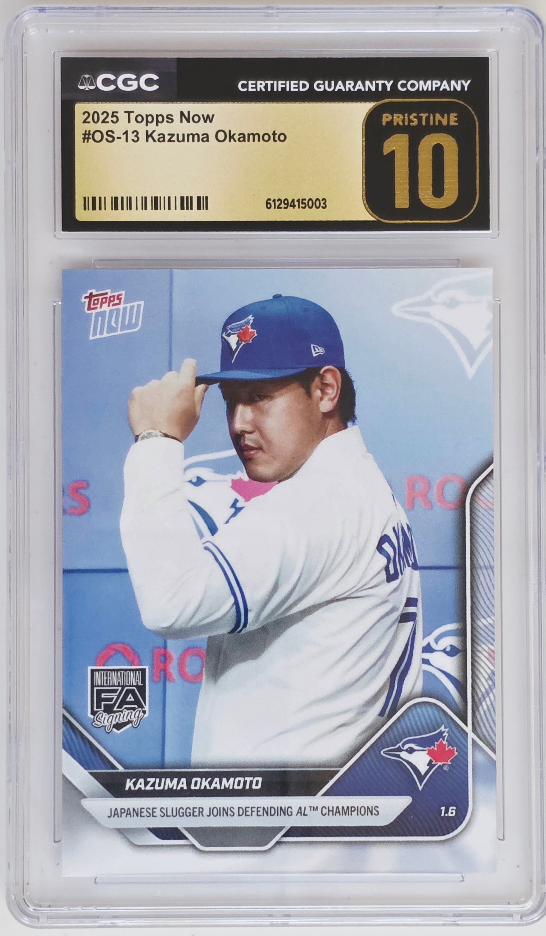CGC 10 PRISTINE】岡本和真 | 2025 Topps Now #OS-13 | トロント