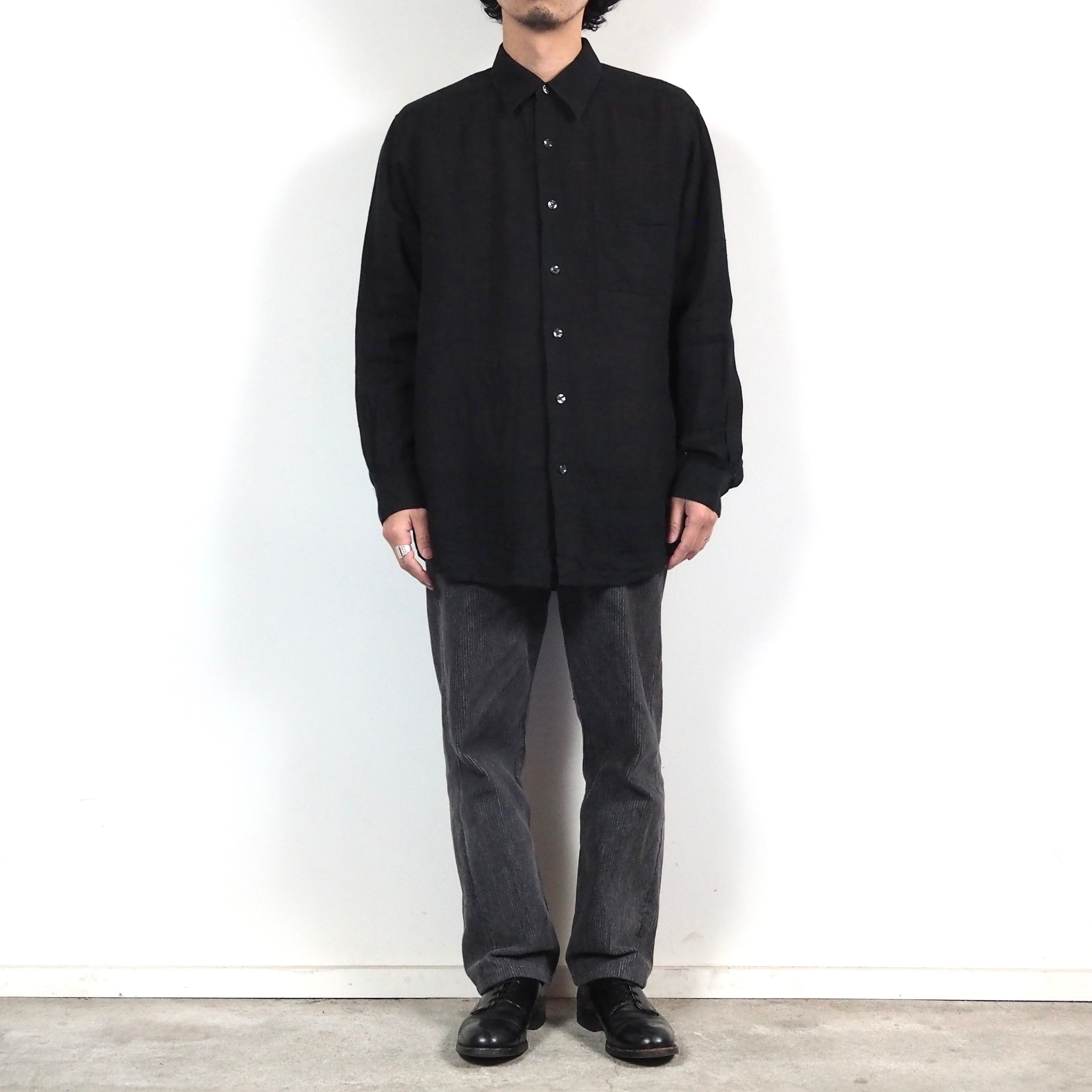 Claiborne クレイボーン　リネン　無地　ブラック　長袖シャツ Claiborne Plaid Linen Shirt L Black クレイボーン リネンシャツ