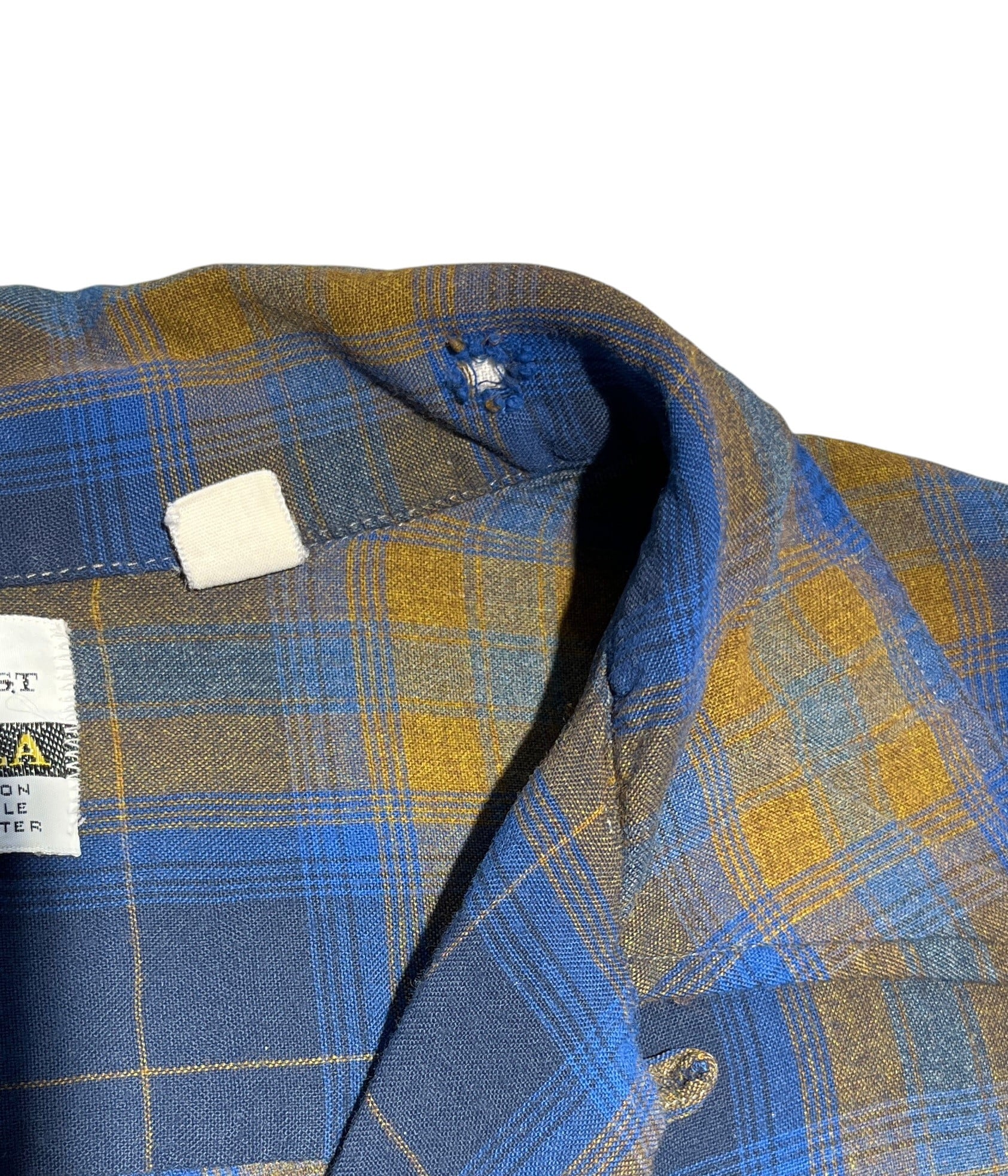 GRANT CREST- Vintage 60s Rayon ombre check loop collar shirt GRANT CREST- Vintage 60s Rayon ombre check loop collar shirt