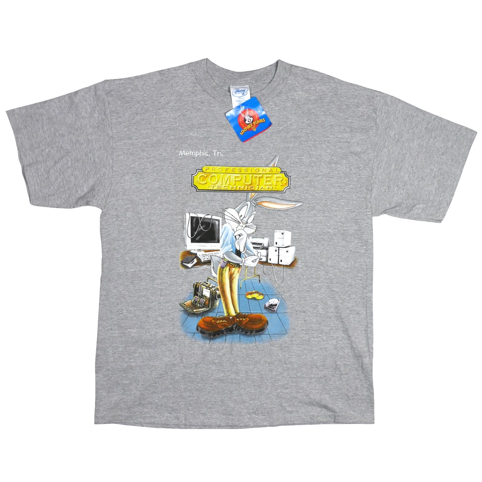 DEADSTOCK【XL】00s Vintage Looney Tunes Bugs Bunny Professional Computer Technician Tee / ©2000 Warner Bros