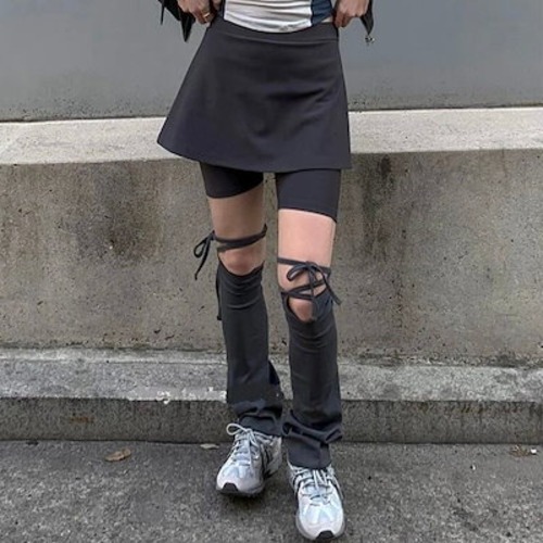 2024 春秋 ワイド 韓国ストリート ミニ スカートハーフパンツ ハイウエスト k-POP 2点セット 美脚効果 脚長効果 細見え かわいいゆったりルーズカジュアルファッション系レディースお出かけ