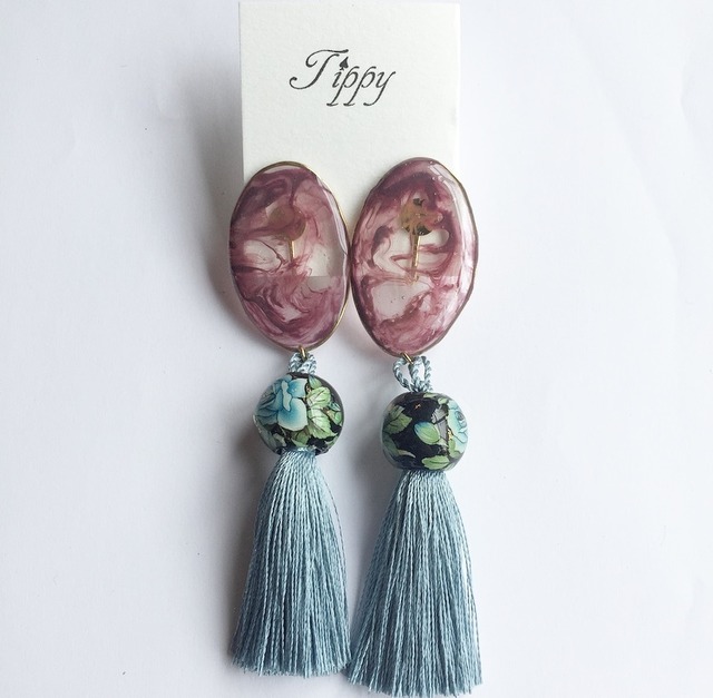 marble tassel earring