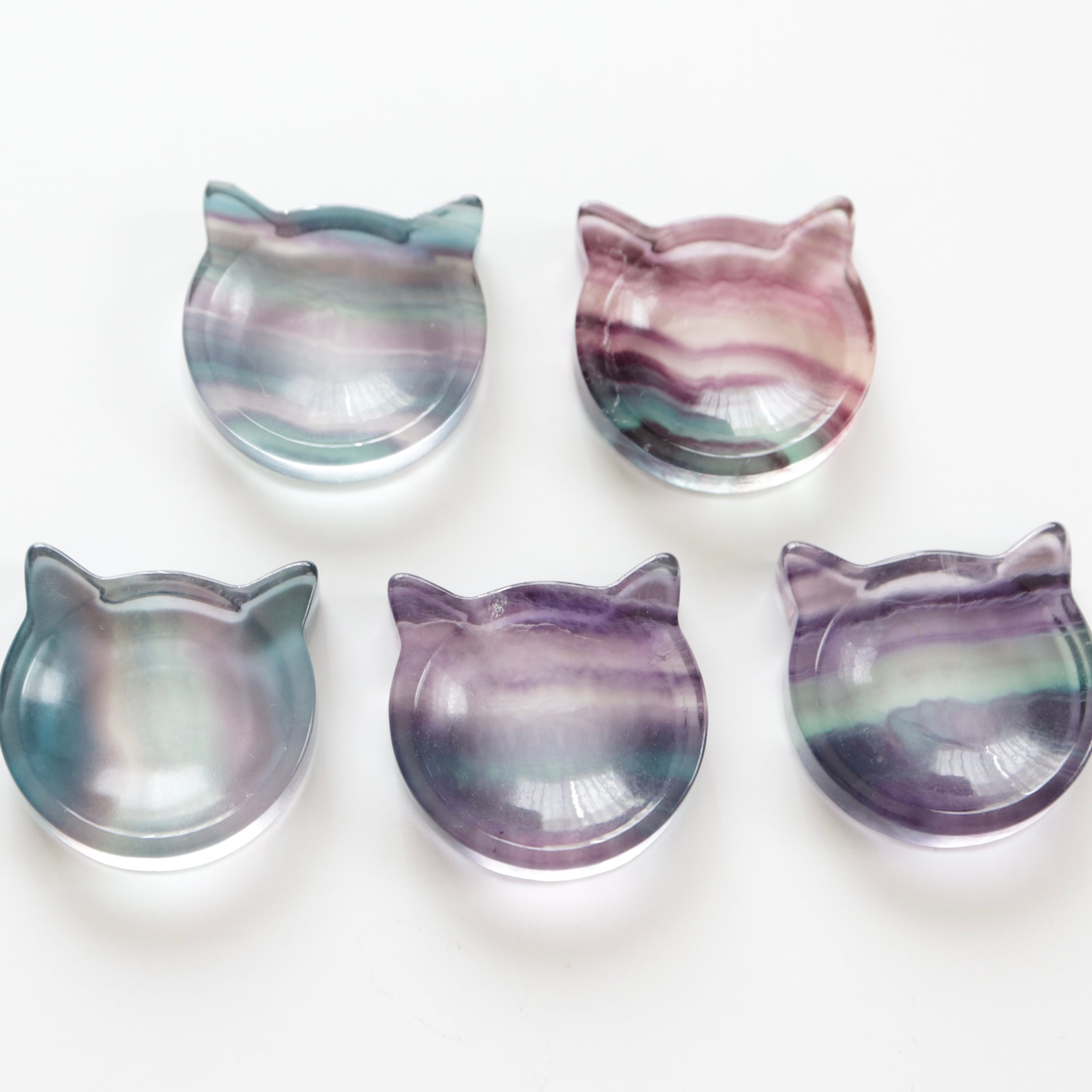 【限定】フローライトの猫と水晶さざれセット|癒しと浄化の守り石