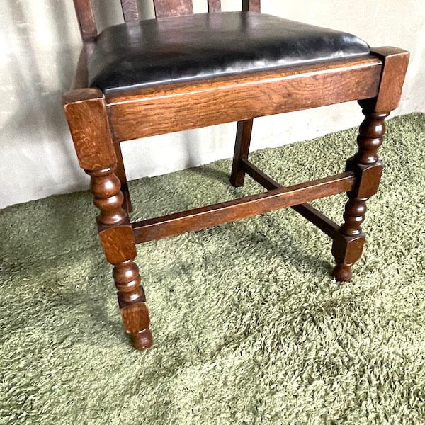 アンティーク家具ダイニングチェアブラックレザービンテージ家具