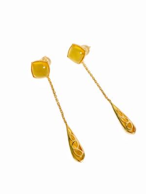 【Yellow Loaf Sugar】クリスタル丨2Way Earrings 丨Silver925丨K10 Plating