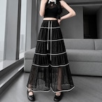 sheer lace tiered long skirt / l0719
