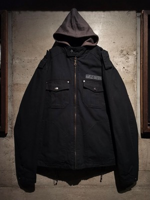 【Caka】"HARLEY DAVIDSON" "2WAY" Skull Logo Embroidery Design Vintage Hoodie Vest Layered Duck Jacket