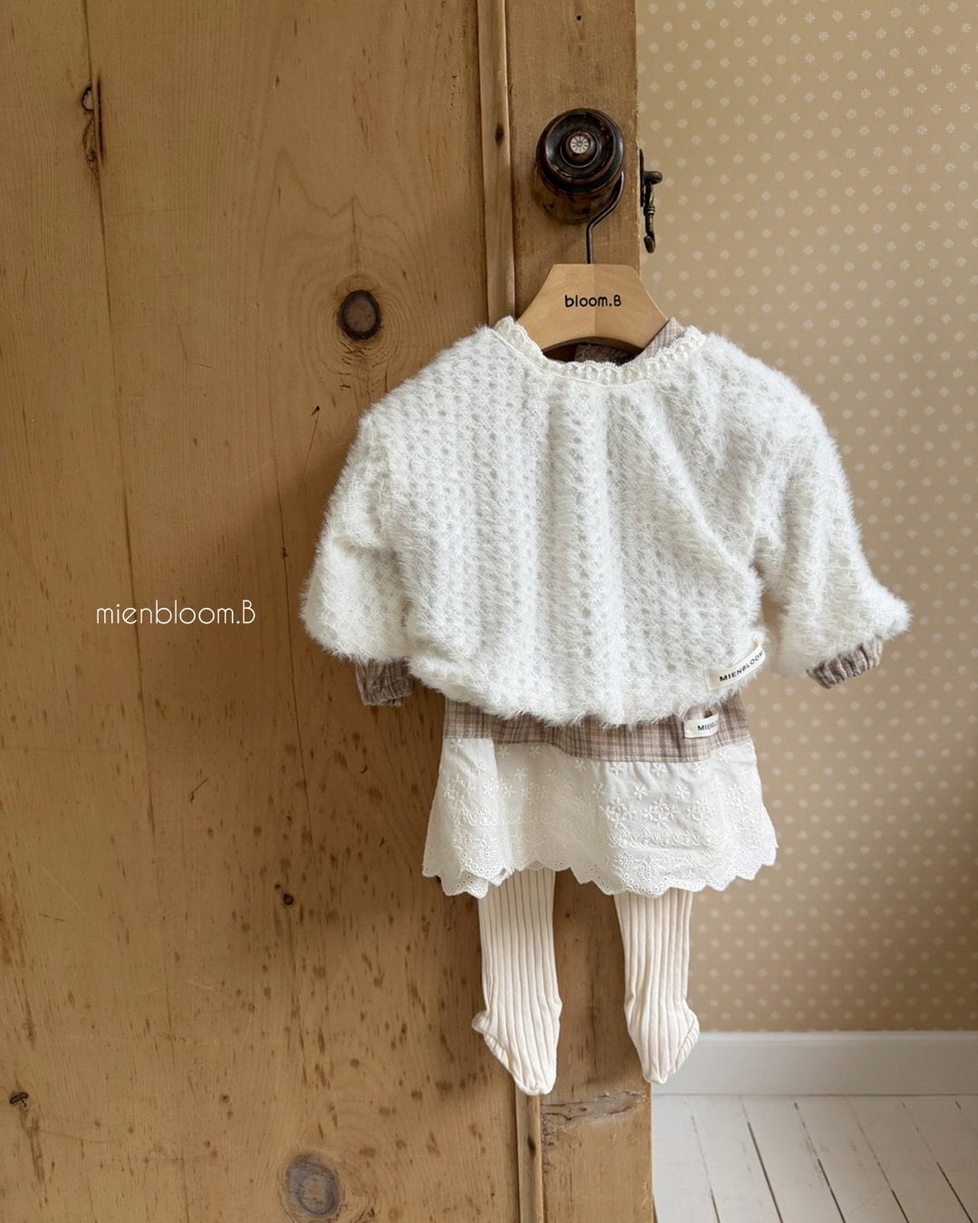 送料無料【予約】/ babyチェックレースワンピース / mienbloom