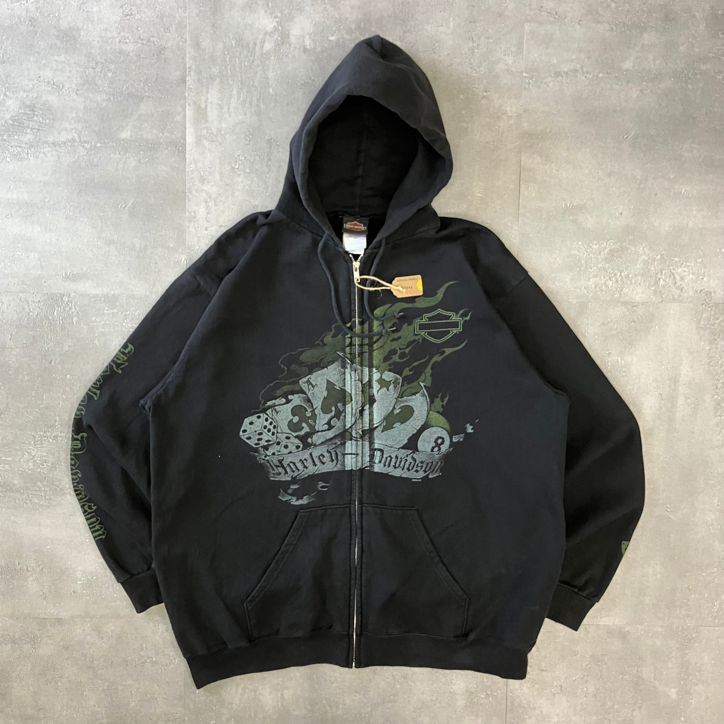 Harley-Davidson 00s ジップパーカー ブラック 両面プリント No.1797