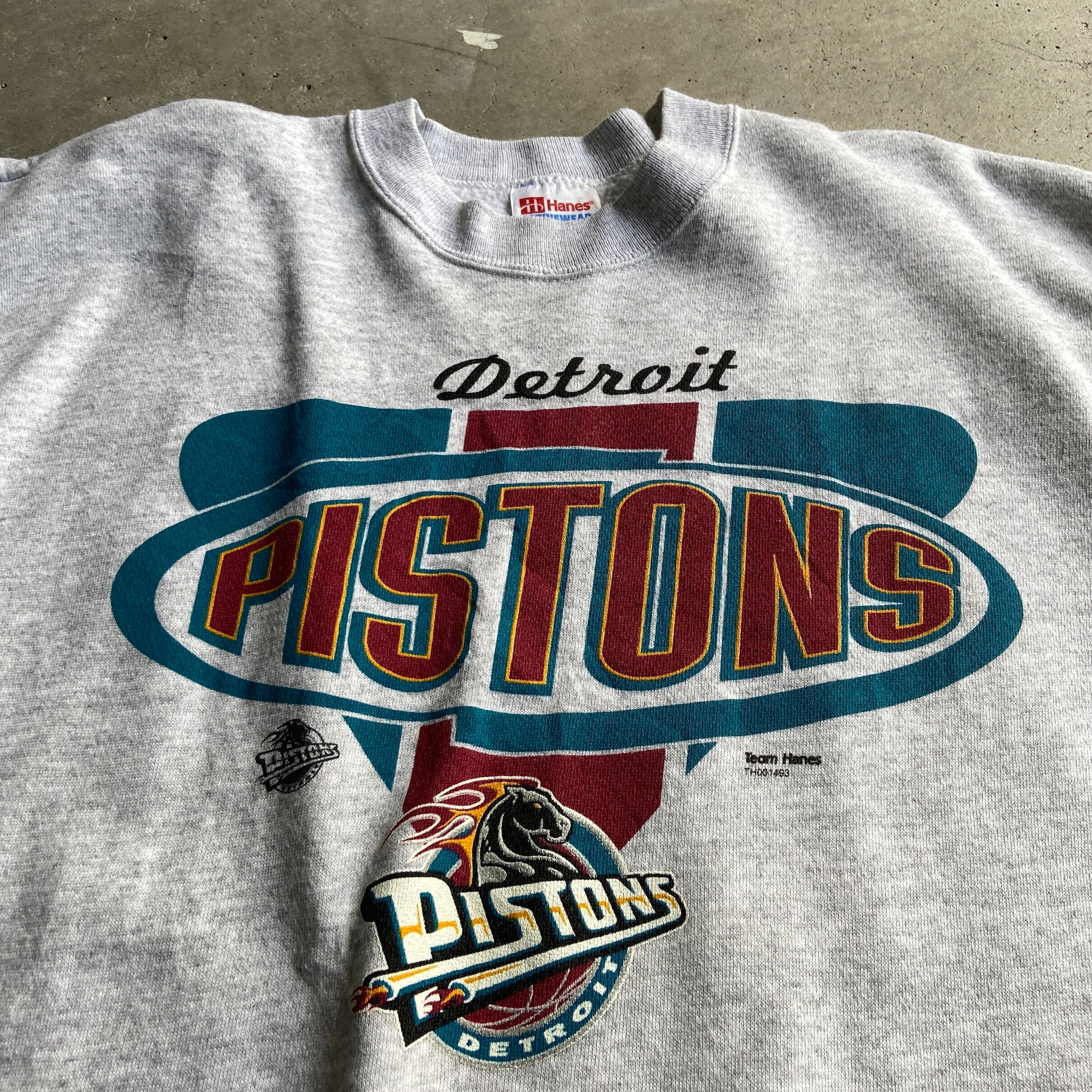 USA製 90年代 NBA デトロイト・ピストンズ チーム Detroit Pistons ロゴプリント スウェットシャツ メンズM 古着