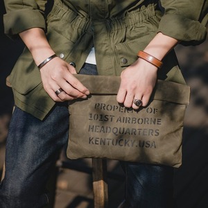 Retro Oil Wax Canvas Hand Clutch Bag / レトロ オイルワックス キャンバス ハンド クラッチ バッグ