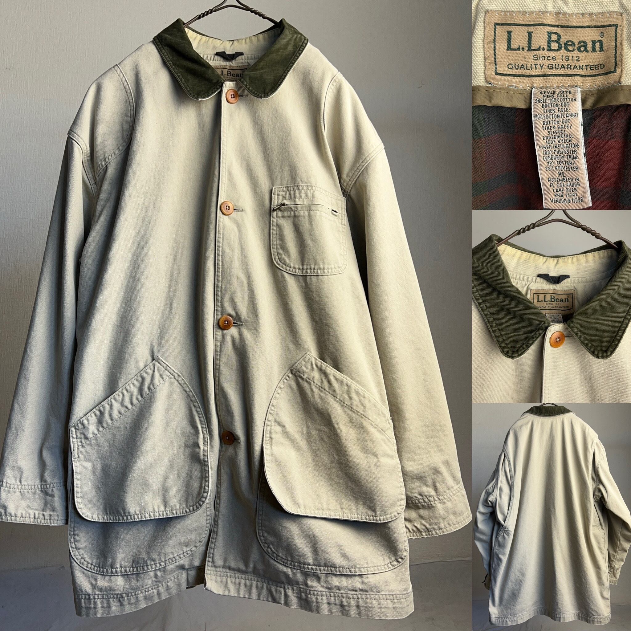 L.L.Bean Hunting Jacket Corduroy エルエルビーン コットン ハンティングジャケット ライナー付き 襟コーデュロイ  ミドル丈【1000A809】【送料無料】