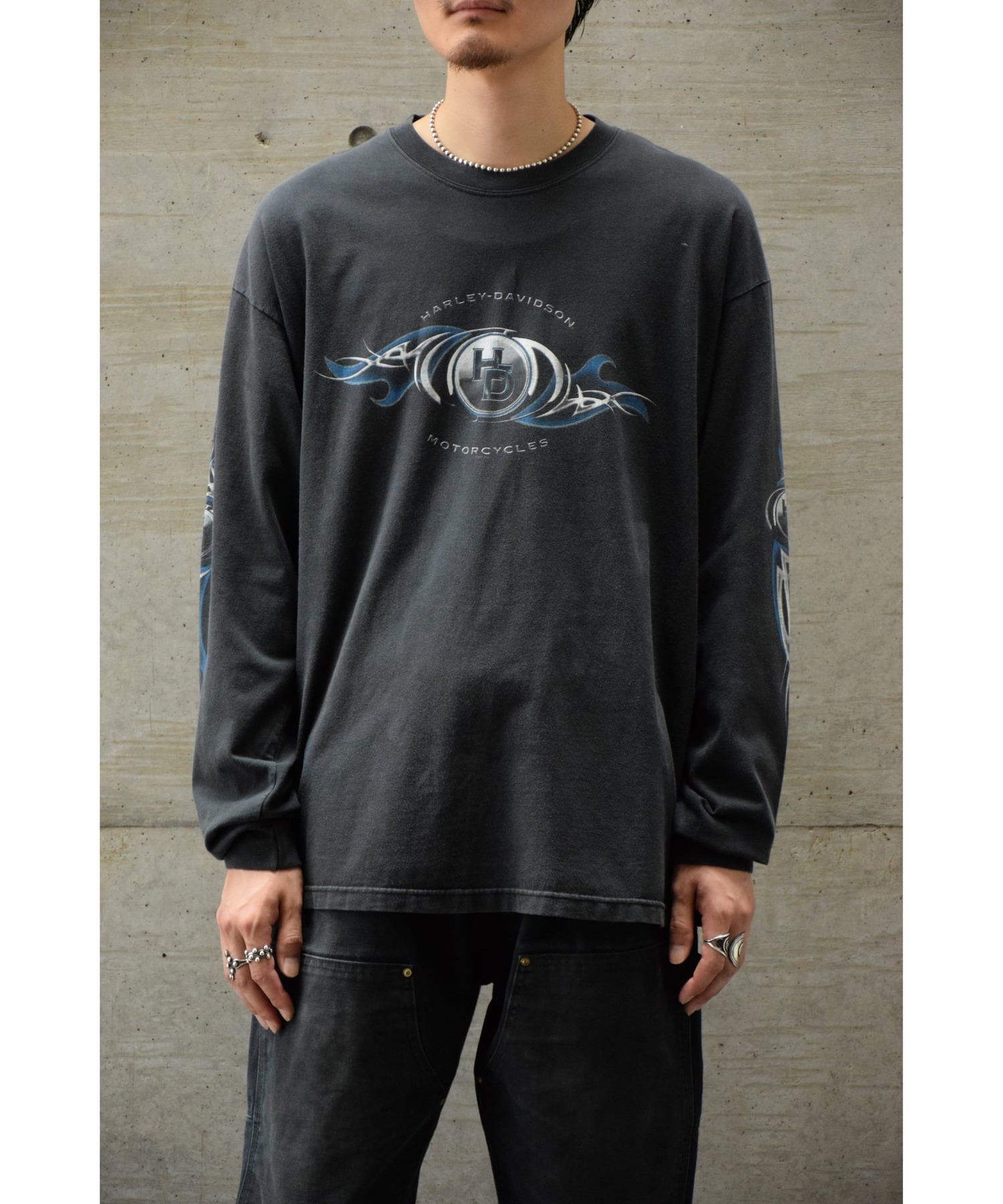 00's Harley-Davidson ロングスリーブTシャツ メンズL/XL ブラック