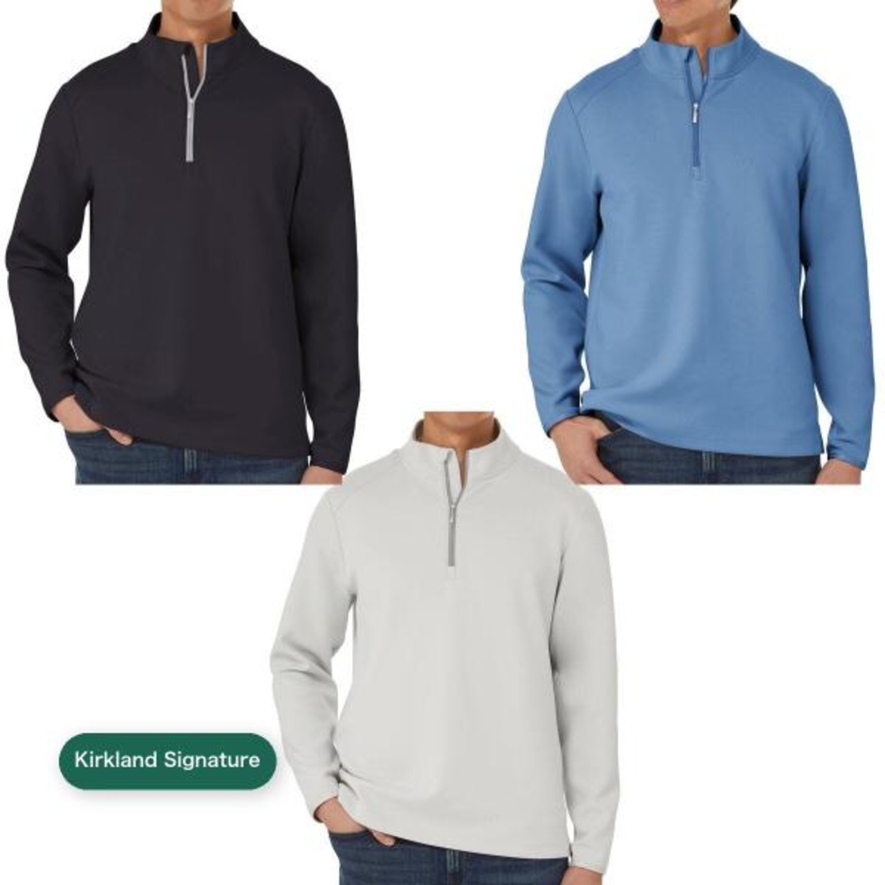 カークランドシグネチャー メンズ 1/2 ジップ トップ