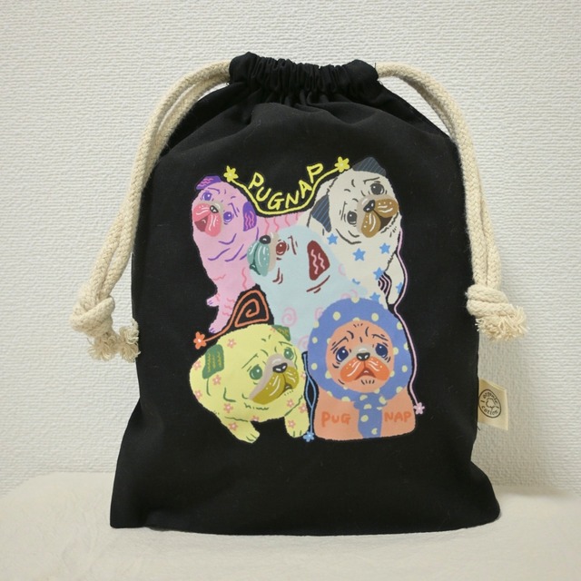 PUGNAP PARADE/巾着（黒）