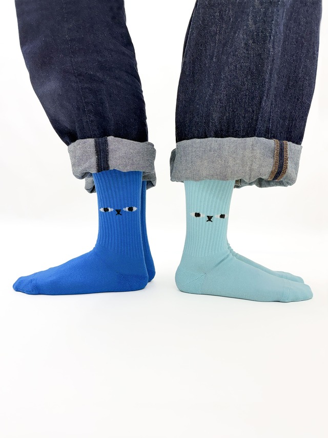 【UMAO】SOCKS BEAR FACE LIGHT BLUE ソックス ベアフェイス ライトブルー