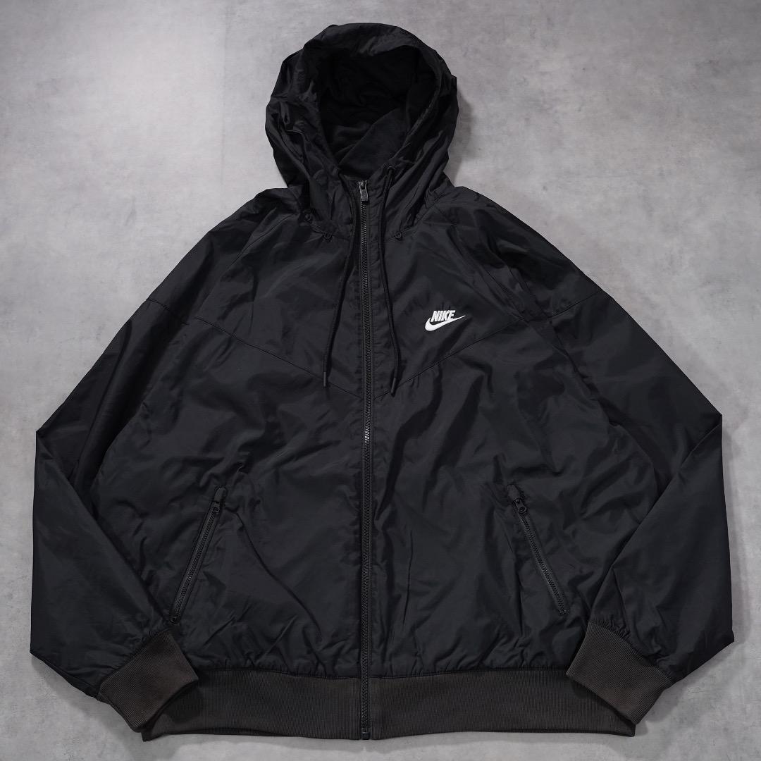 NIKE ナイキ ナイロンジャケット 古着 ロゴ 刺繍 2XL 黒 17624