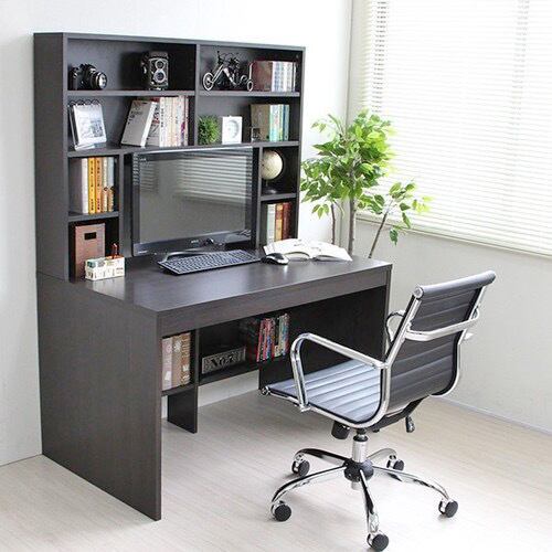 【新品・送料無料】パソコンデスク 幅115cm 上下一体型 本棚 オーク 新品・送料無料》パソコンデスク 上下書棚付き 115cm幅 オーク 上下一体型