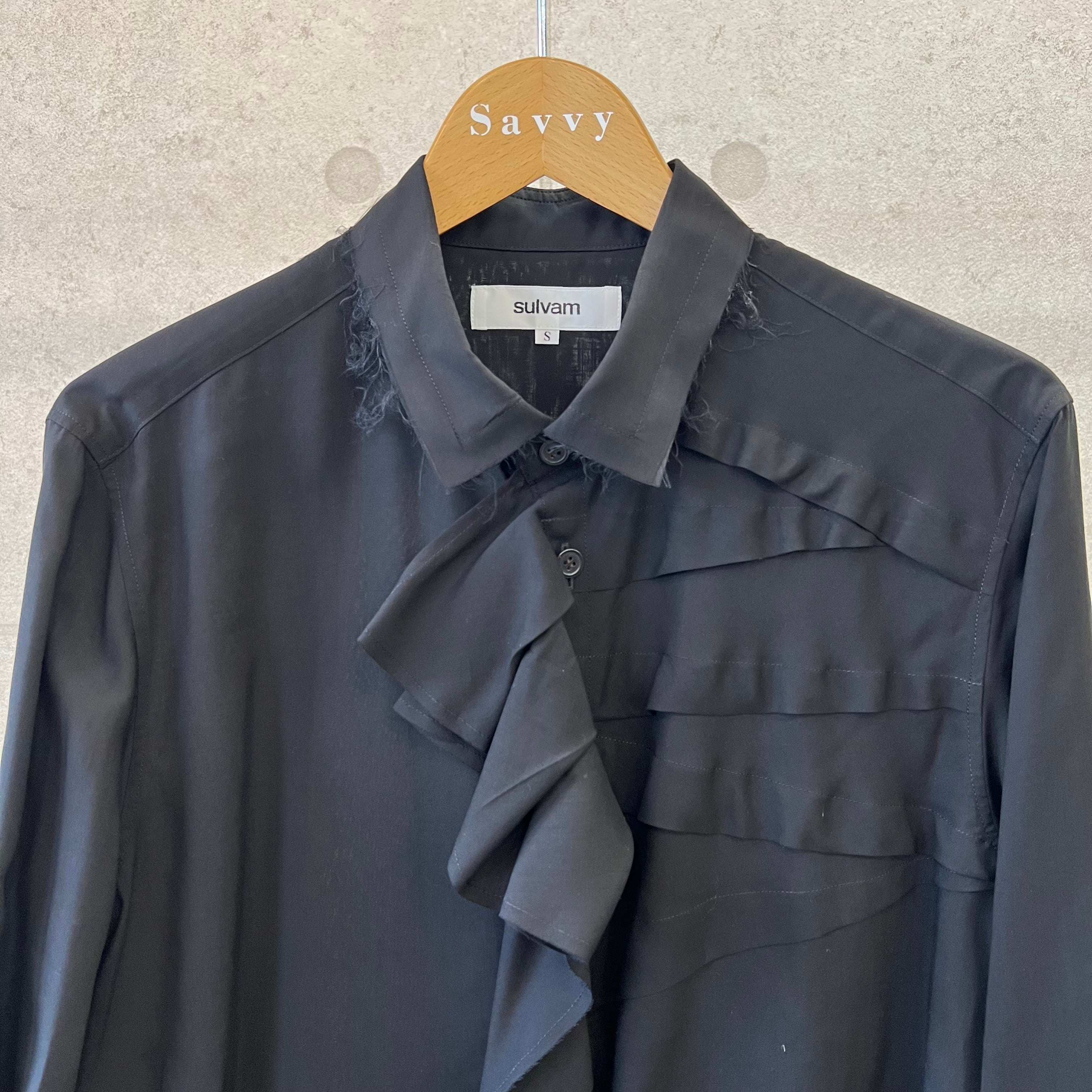 sulvam – 左前タックレーヨンシャツ (BLACK) | Savvy（大分市セレクト
