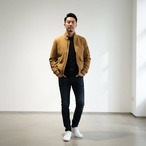 TOUR RECORD リブブルゾン ゴートレザー(山羊) メンズ キャメル Lサイズ