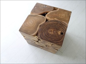 無垢 チークブロックスツールN/38 椅子 イス ベンチ 花台 チェア ナチュラル 飾り台 チェア 銘木 無垢材家具 40x40cm