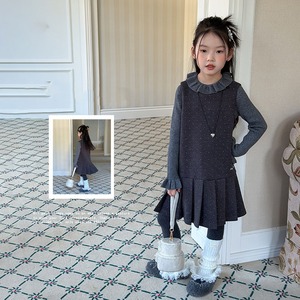 春刺しゅう入り水玉柄ベストワンピース