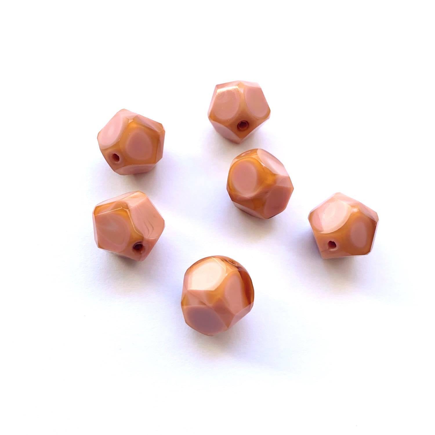 オレンジ縁のピンクのチェコビーズ | Dua-アクセサリーパーツショップ