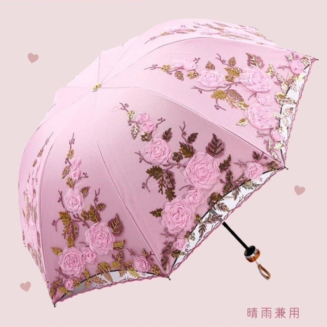 日傘【晴雨兼用・三つ折り】lace princess umbrella♡D285