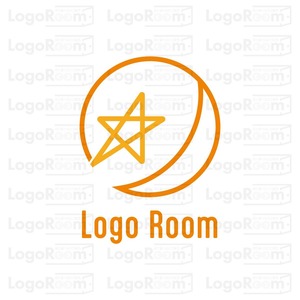 No778 三日月と星のロゴ【三日月、星、オレンジ、黄色、暖色、シンプル、温もり、暖かい、クリニック、美容、サロン、ショップ、販売、店舗】