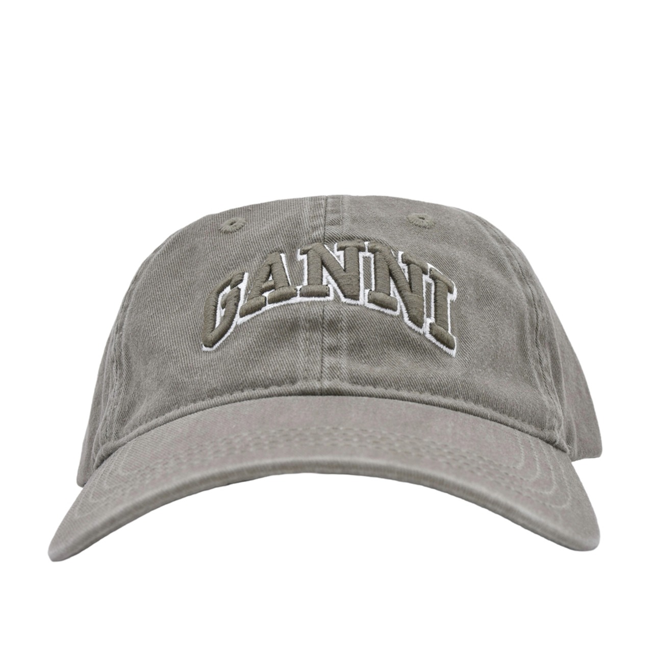 【GANNI】Washed Cotton Canvas Cap Emb - 1