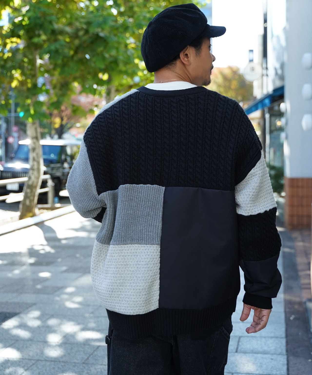 【#Re:room】PATCHWORK DESIGN KNIT CARDIGAN［REK127］