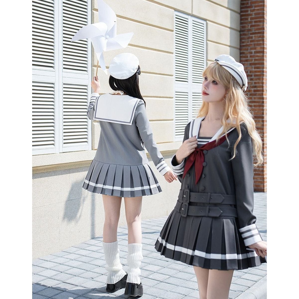 ダブルベルトグレーセーラー服セットアップ | Maiden's Rêve