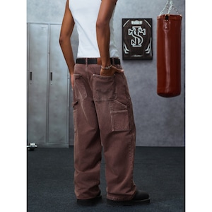 【DRIP6860】STKD Curved Double Knee Washed Carpenter Denim Pants